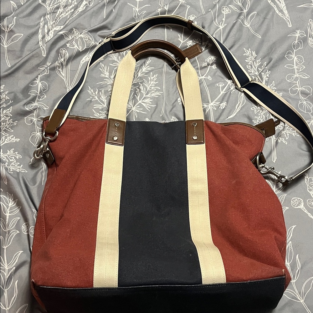 Coach Heritage Web Canvas Pieced Stripe tote bag in canvas with leather trim - Picture 5 of 11